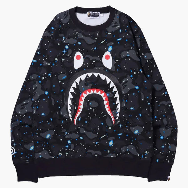 Space bape camo shark equipaggio nero