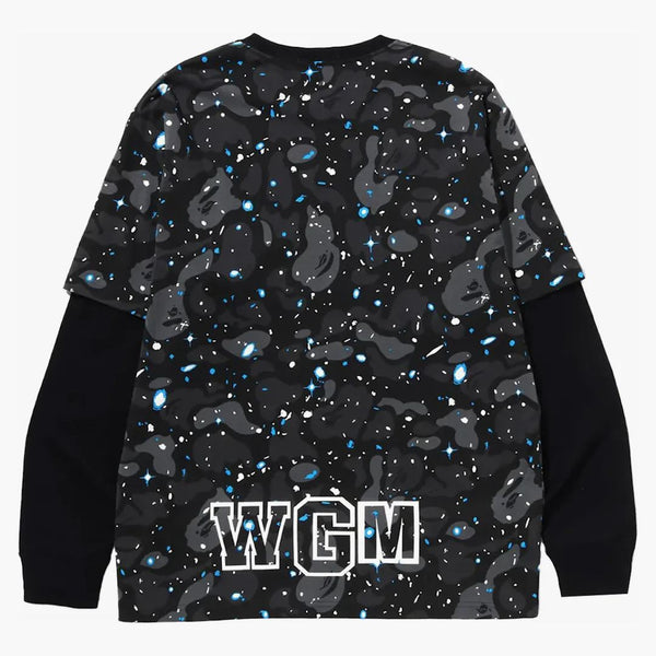Bape Space Camo Shark vrstvený čaj s dlouhým rukávem černý