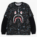 Bape Space Camo Shark Layered Long Sleeve Tea Black