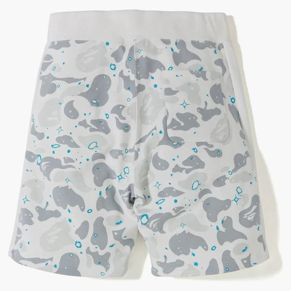 Bape Space Camo Shark Sweat Shorts White