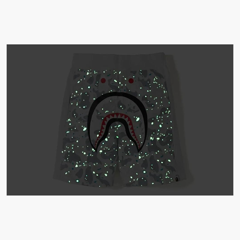 Bape Space Camo Shark Sweat Shorts White