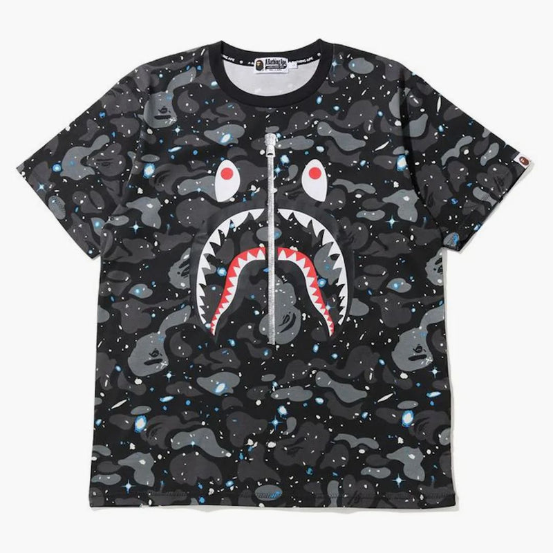 BAPE Space Camo Shark Té Negro Multi