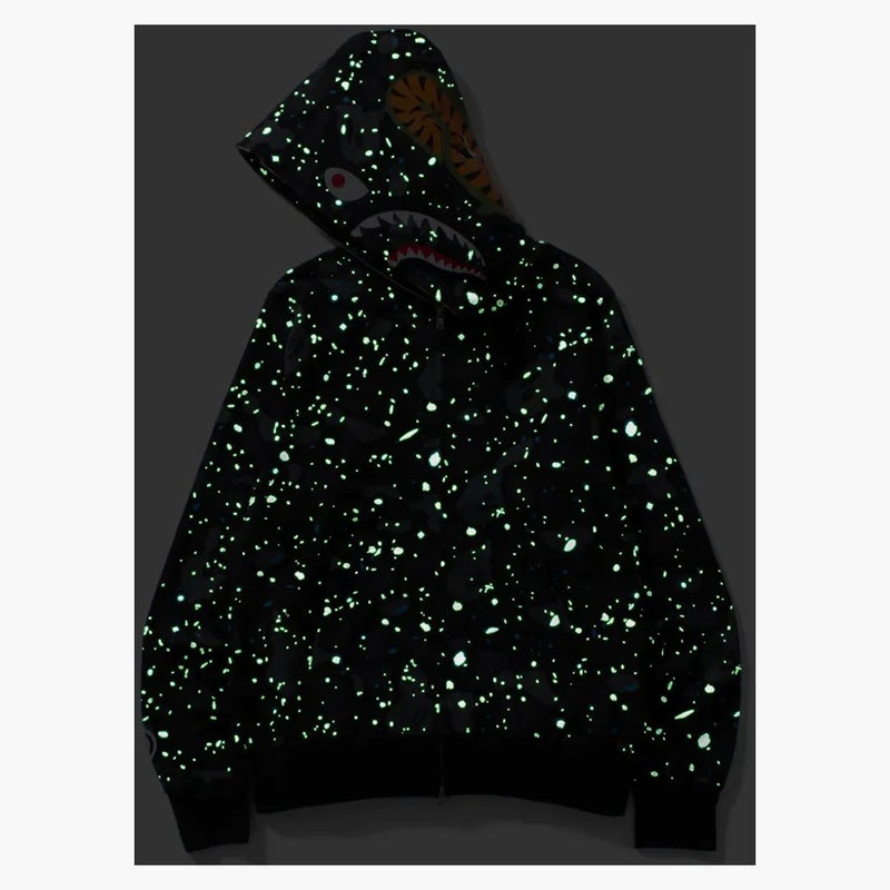 BAPE Space Camo Shark WGM Capesta de alimentación Full-Zip Black