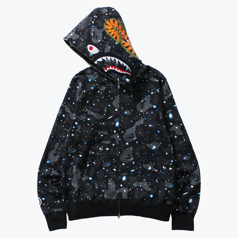 BAPE Space Camo Shark WGM Capesta de alimentación Full-Zip Black