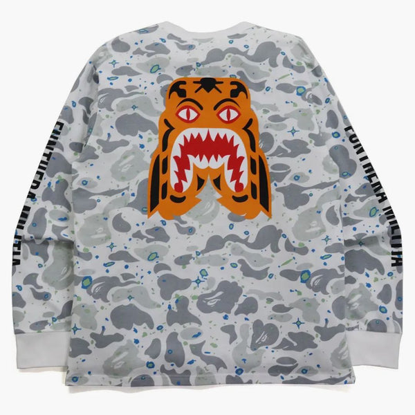 Bape Space Camo tygr l/s čaj bílý