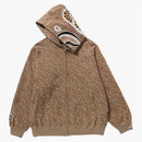 Bape Sport Monogram Shark Hoodie Beige