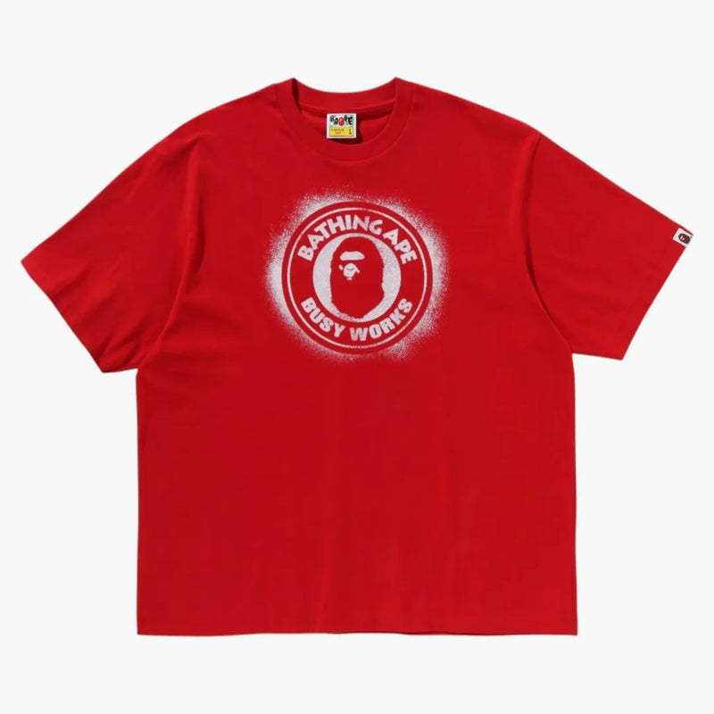 Bape Spray Print Busy Works Relaxed Fit Tee Red