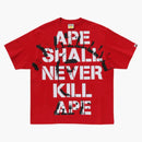 Bape Spray Print College Relaxed Fit Tee Red