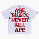 Bape Spray Print College Relaxed Fit Tee White