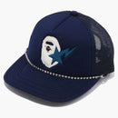 Bape Sta Ape Head Leather Patched Mesh Cap Blue