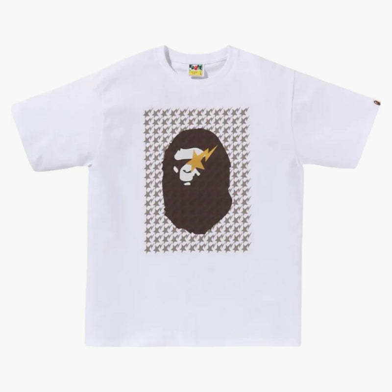 Bape Sta Houndstooth Ape Head Tee White/Brown