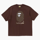 Bape Sta Houndstooth Bathing Ape Relaxed Fit Tee Brown