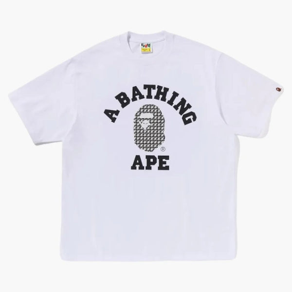 Bape Sta Houndstooth College Relaxaded Fit Tee White