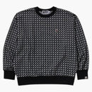 Bape Sta Houndstooth Jacquard Relaked Fit Crewneck Blushirt Black