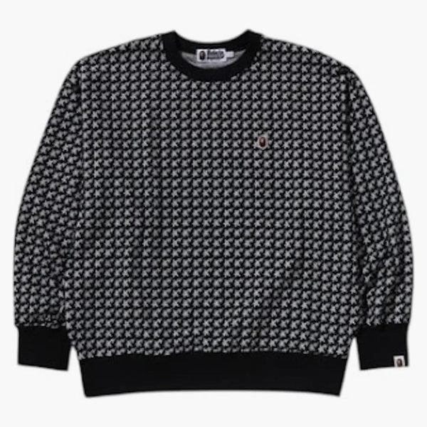 Bape Sta Houndstooth Jacquard Relaxed Fit Crewneck mikina černá
