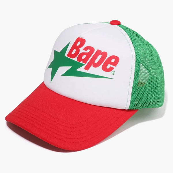 Bape sta malla de malla roja verde blanco