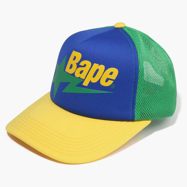 Bape Sta Mesh Cap Yellow Green Blue