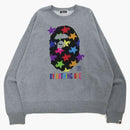 Bape Sta Pattern by Bathing Ape Loose Fit Crewneck Gray