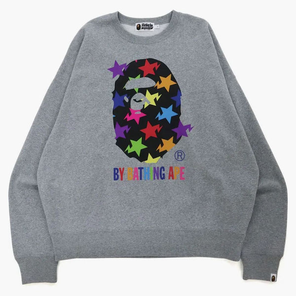 Bape -sta vzorec koupání lidoop volný fit CrewNeck Grey