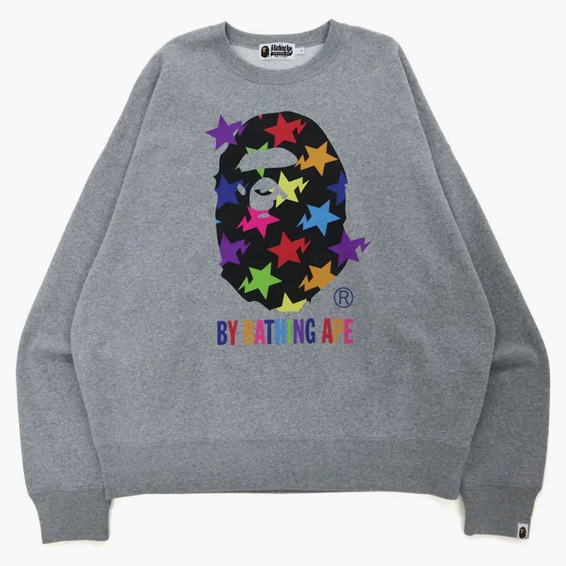 Bape Sta Pattern by Bathing Ape Loose Fit Crewneck Gray