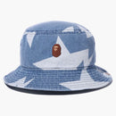 Bape Sta Pattern Denim Bucket has indigo
