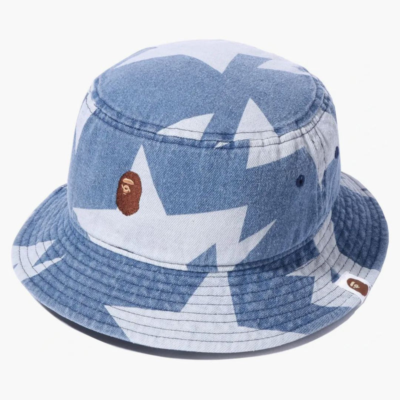 Bape Sta Pattern Denim Bucket has indigo