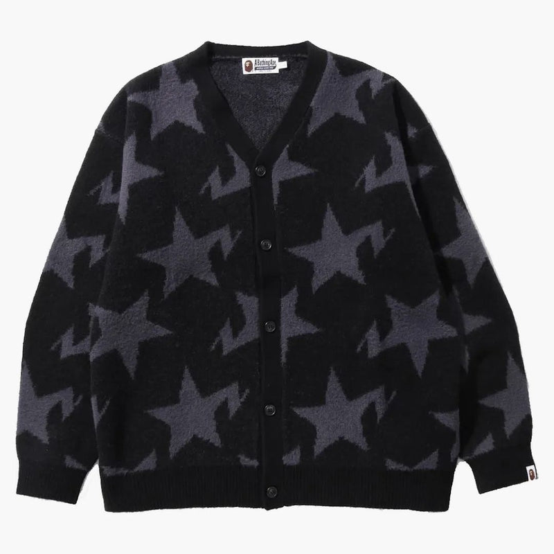 BAPE STA Pattern Relaxated Fit Knit Cardigan Black