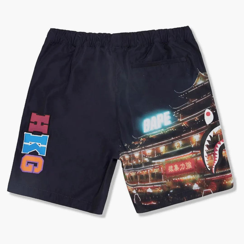 Bape Store Hong Kong 16th Anniversary Shark Beach Shorts Black