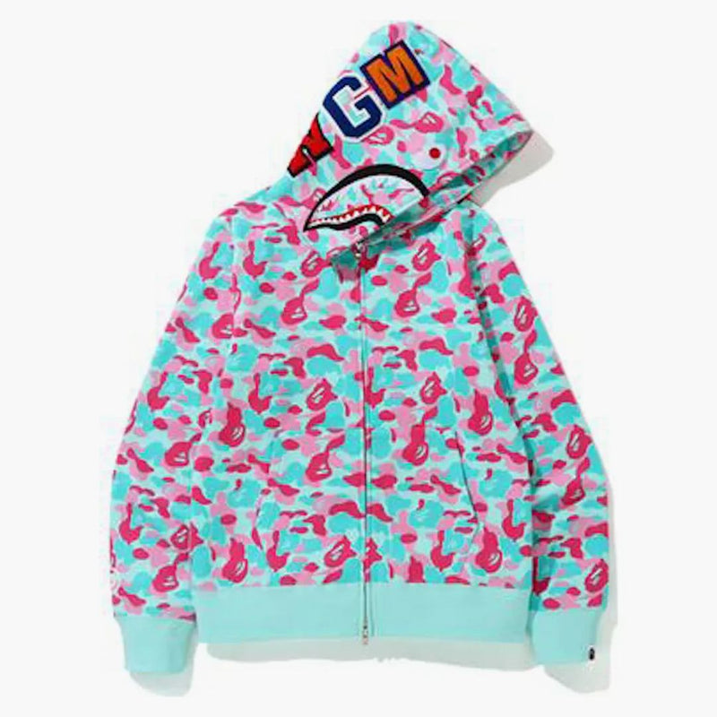 Bape Store Miami Shark Full Zip Hoodie Pink/Blue