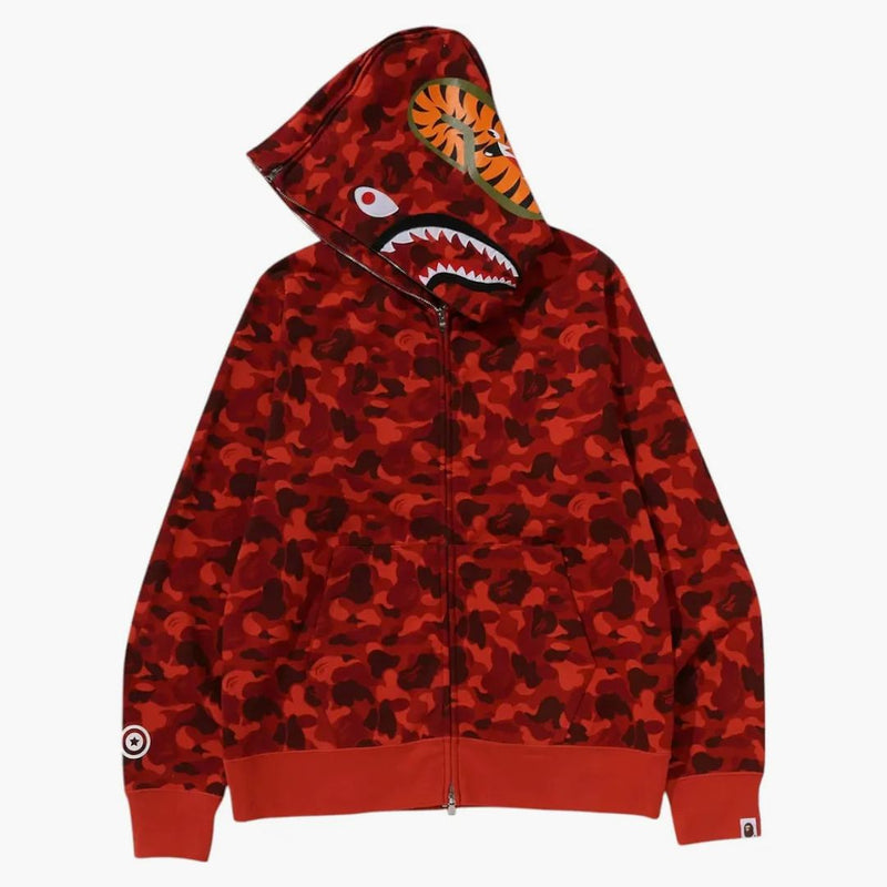Bape Store Rakuten Móda samostatný žralok plný zip mikina červená
