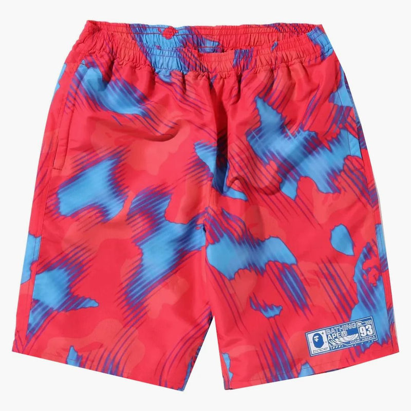 Bape Stroke Camo Beach Shorts Red