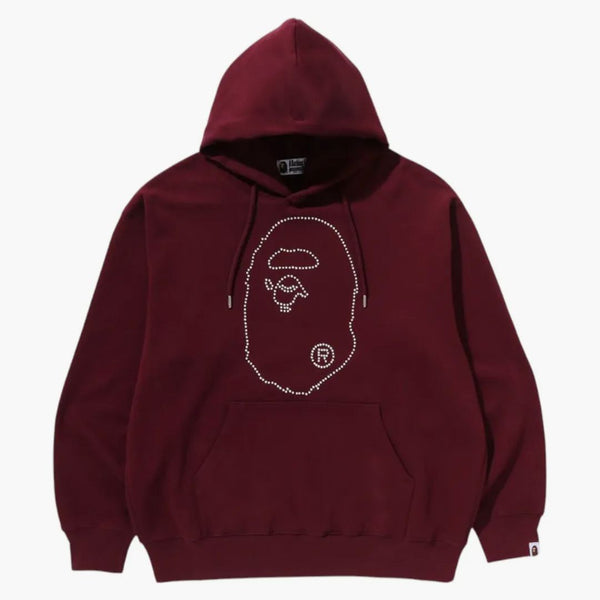 BAPE STADDED HLAVA APE RELAWED FIT FIT PALLOVER COCKURIE BURGUNDY