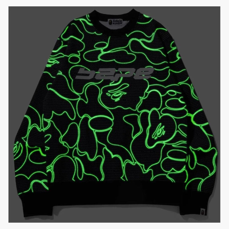 BAPE CODICE TESTO CAMO CREWNECK BLACK