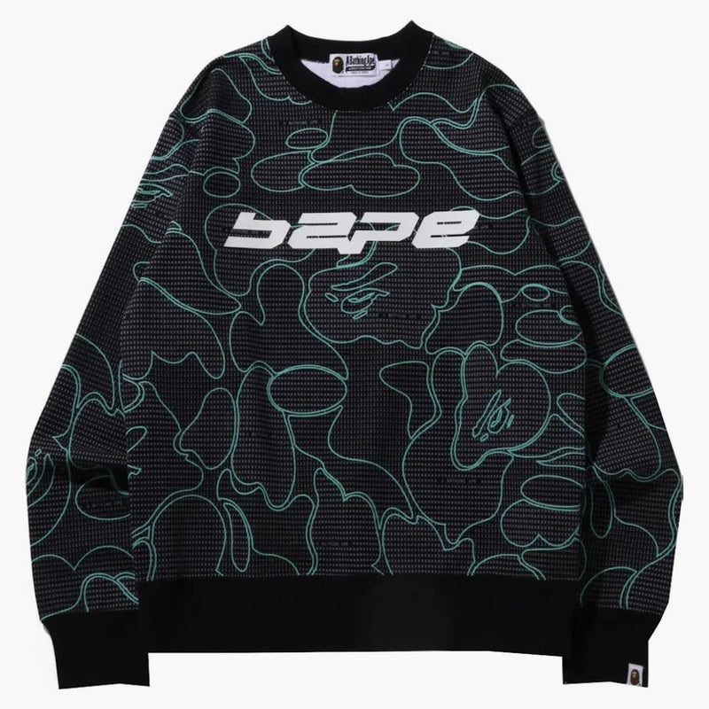 BAPE CODICE TESTO CAMO CREWNECK BLACK