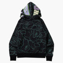 Bape text code Camo Shark Full Zip Hoodie Black