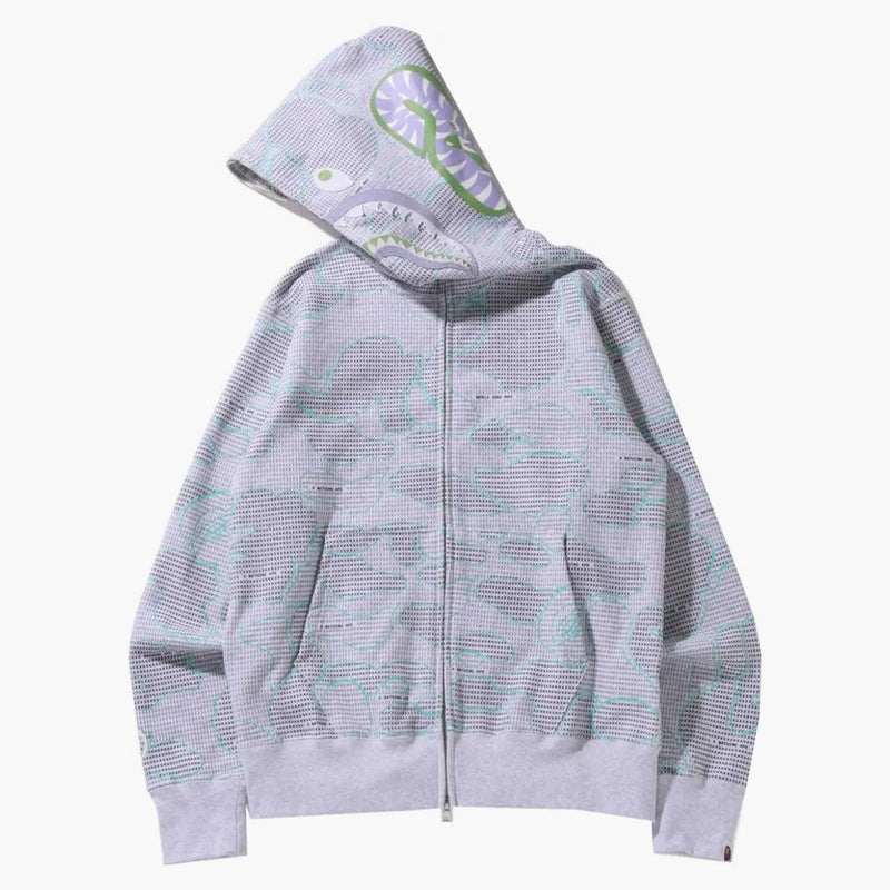 Bape text code Camo Shark Full Zip Hoodie Gray