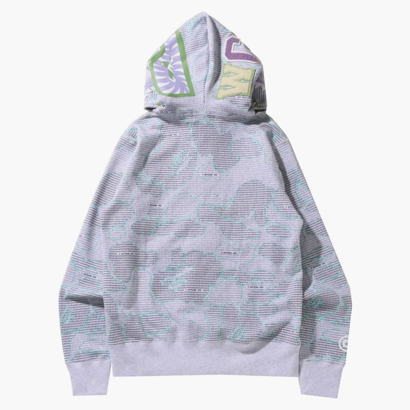 Bape text code Camo Shark Full Zip Hoodie Gray