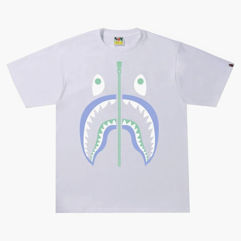Bape text code Camo Shark Tee White