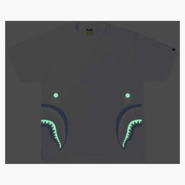 Bape text code Camo Side Shark Tee White
