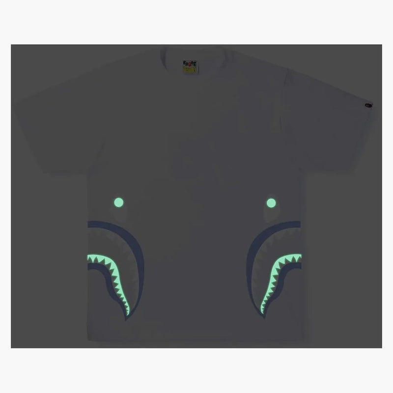 Bape text code Camo Side Shark Tee White