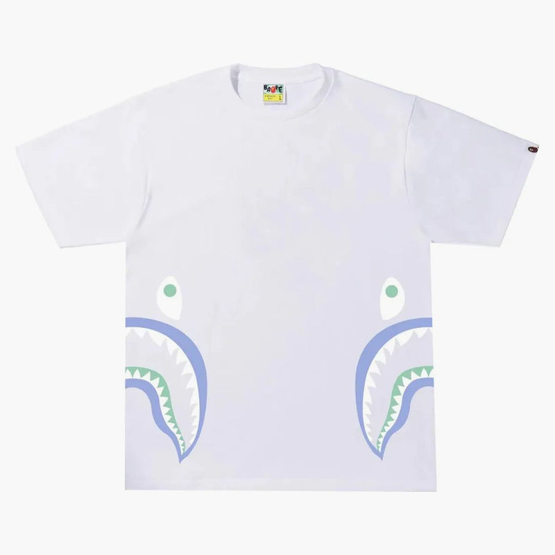 Bape text code Camo Side Shark Tee White