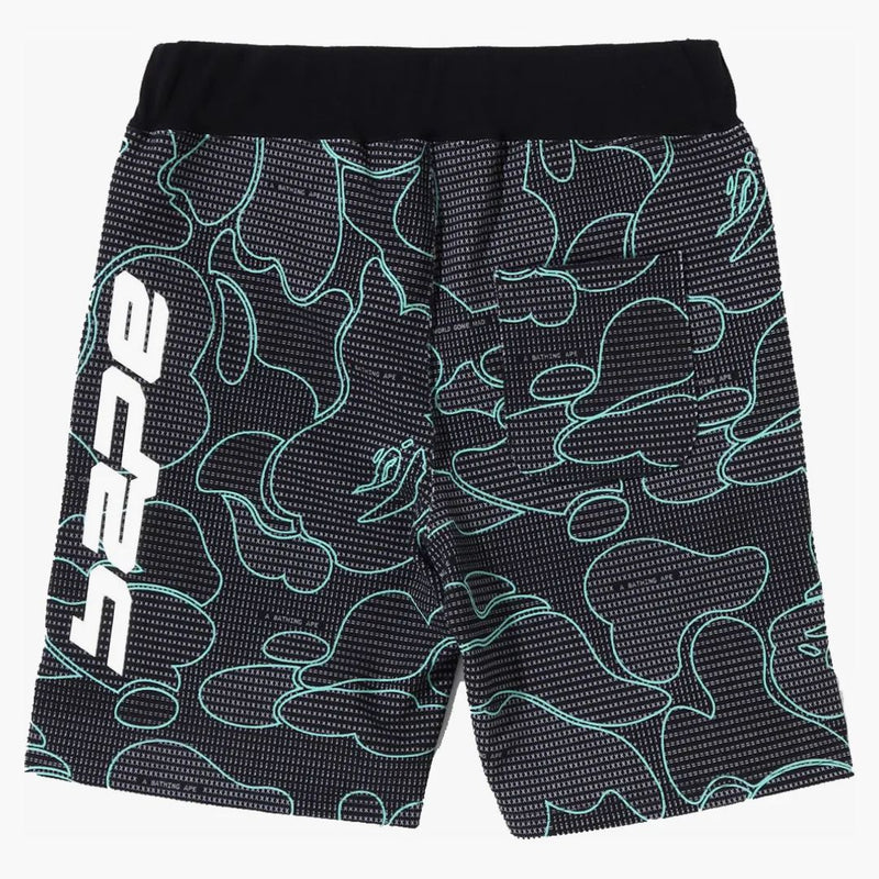 Bape Text Code Camo Sweat Shorts Black