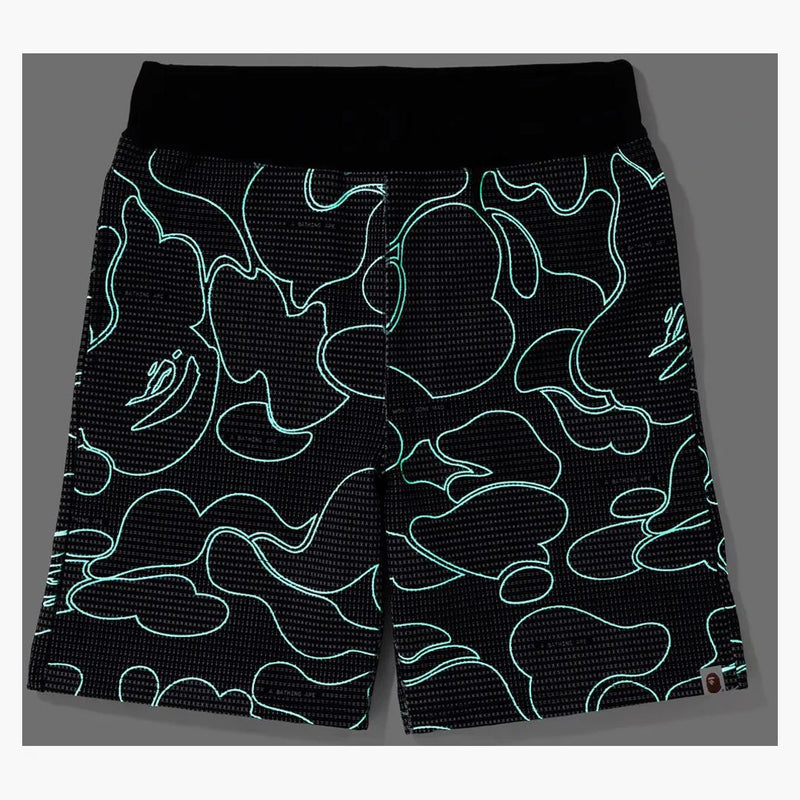 Bape Text Code Camo Sweat Shorts Black