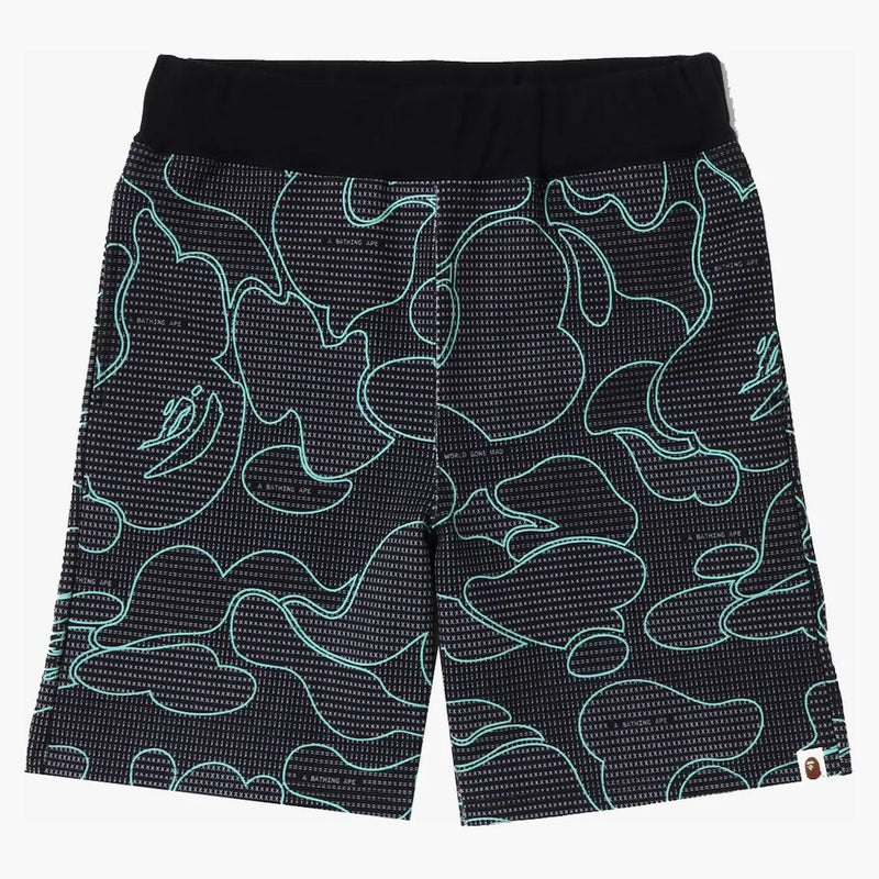 Bape Text Code Camo Sweat Shorts Black