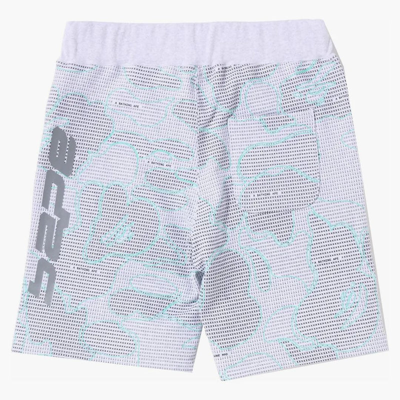 Bape text code camo sweat shorts gray