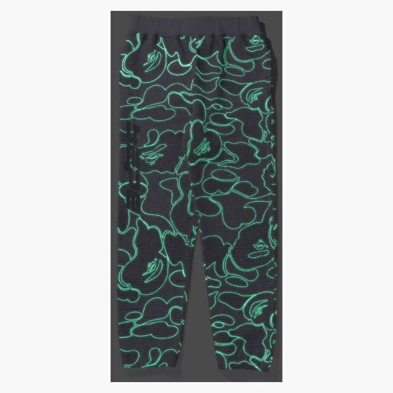 Bape text code camo sweatpants gray