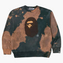 Bape Tie Dye Ape Head Relaxed Fit Crewneck Sweatshirt Beige