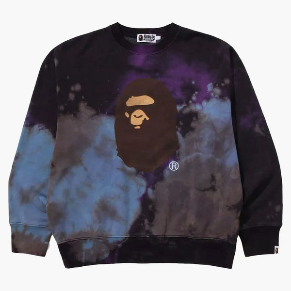 Bape Tie Dye Ape Head Relaxed Fit Crewneck Sweatshirt Black