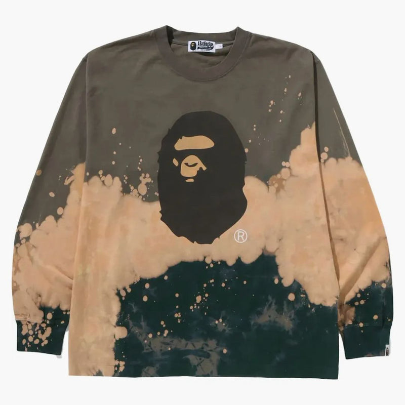 Bape Tie Dye Ape Head Relaxed Fit L/s Tee Beige