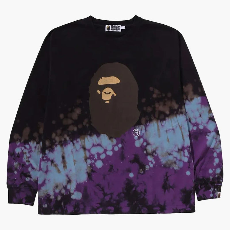 Bape Tie Dye Ape Head Relaxed Fit L/s Tee Black